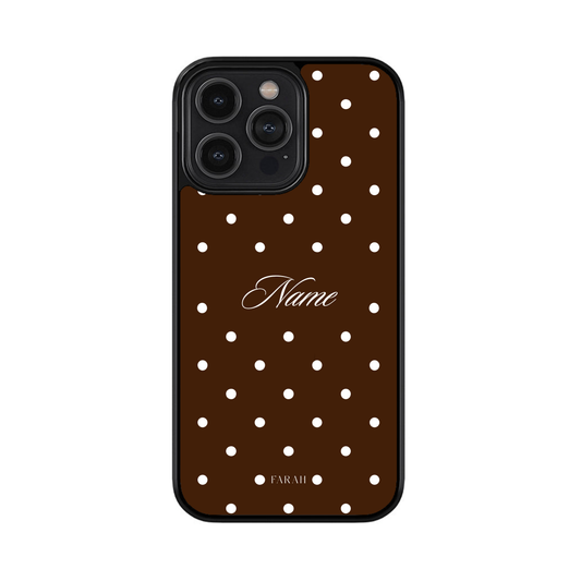 brown & white polka dot case (custom)